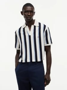 Tommy Hilfiger Relaxed Fit Stripe Crepe Polo Shirt