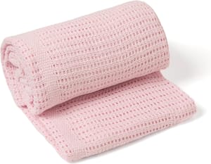 Clair De Lune Soft Cotton Cellular Shawl Blanket 70x90cm Pink