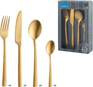 Amefa Manille Cutlery Set for 4, 16 Pieces Stonewashed Gold