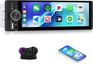Single Din Car Stereo 6.28in Touchscreen with CarPlay/Android Auto USB