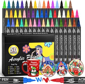 Bonala 50-Color Dual-Tip Acrylic Paint Marker Set