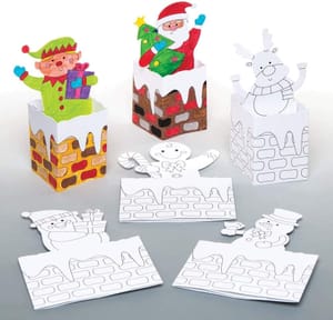 Baker Ross Christmas Chimney Pop-up Colour-in Cards Pack of 6
