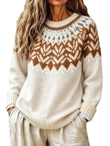 Women's Christmas Jumper with Fair Isle Pattern Crew Neck