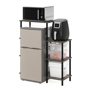 Furinno Turn-N-Tube 4-Tier Rack with Mini Fridge Stand, Grey