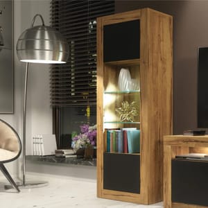 Stylish and Modern Cabinet with Glass Shelves and LED Lights