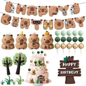 Capybara Birthday Party Supplies - 27-Piece Animal-Themed Set (Indoor/Outdoor)