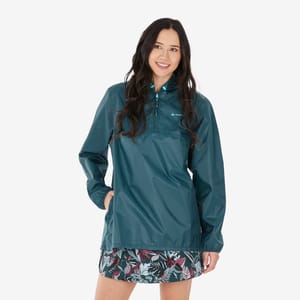 QUECHUA Womens Water-Repellent, Windproof Hiking Jacket Raincut 1/2 Zip - Blue