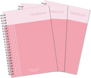 Thboxes A5 Spiral Notebooks 3 Pack, College Ruled, Pink, 200 Pages