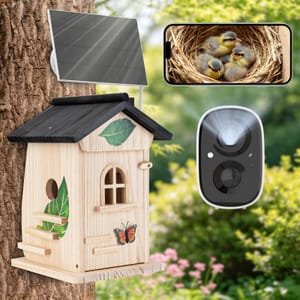 Smart Bird Box with Solar-2K Camera, AI ID, Night Vision
