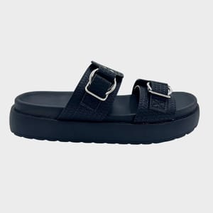 Ladies Black Buckle Trim Slider Sizes 3 & 4 Only