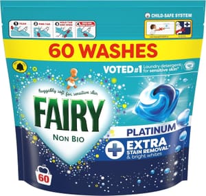 DEAL STACK - Fairy Non-Bio Platinum Liquid Pods, 60 Washes - £12.25 S&S