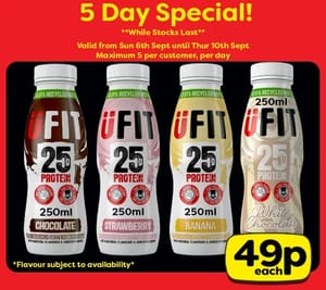 *INSTORE ONLY DEAL* UFIT Protein Shakes - 250ml Bottles