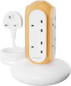 MiaoLab 6-Way Switched Tower Power Strip, Surge Protected, 2m Cable