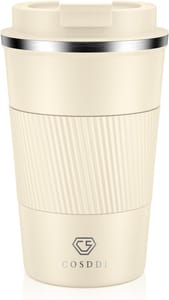 CS COSDDI Travel Mug, Insulated Stainless Steel, Leakproof Lid, 380ml