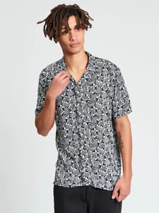 Ben Sherman Short Sleeve Linear Floral Print Shirt in Black