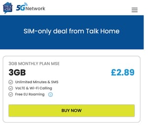 3GB Monthly Plan MSE Talk Home Mobile