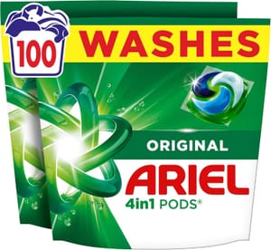 Ariel 4in1 PODS Detergent Capsules, 100 Washes, Original, Cold Wash - £17.31 S&S