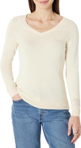 Amazon Essentials Women's Lightweight V-Neck Jumper, Pale Peach, XL