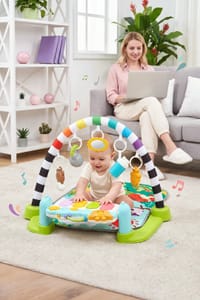 Colorful Baby Play Mat with Musical Keyboard & Hanging Toys