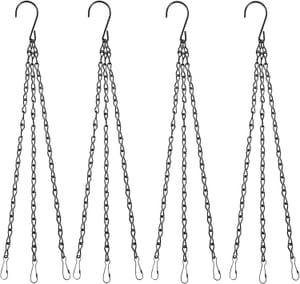 CERCTLA 4pcs Black Heavy-Duty Hanging Basket Chains, 3-Point