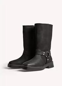 365 by Freemans Black Nubuck Biker Boots