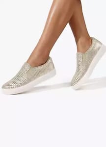 KG Kurt Geiger Metallic Gold Woven Slip-on Trainers