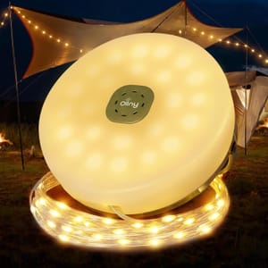 Ollny 2-in-1 Camping String Lights, 10m, 100 LEDs, Rechargeable