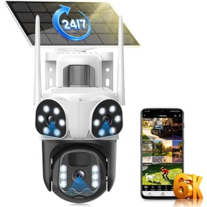 6K AOV Solar Security Camera, Outdoor Wireless, 24/7 360 PTZ