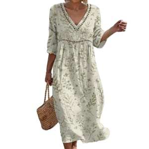 Colorful 3/4 Sleeve Summer Dress for Women