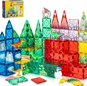 Dinosaur Magnetic Tiles STEM Building Blocks Toy for Kids 3-12