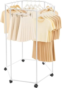 SUNNYNEST Rolling Clothes Drying Rack for Indoor/Outdoor, White
