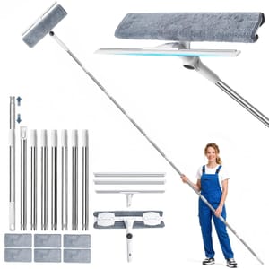 4m Telescopic Window Cleaner with Squeegee, 180 Rotatable