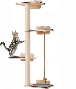 VEVOR 4-Tier Wall-Mounted Cat Tree with Pine Shelves