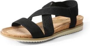 Dream Pairs Women's Comfortable Low Wedge Sandals, Black