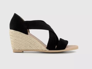 Maiden Cross Strap Espadrille Wedges Black Suede