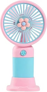 PORUPAEL Cute Flower Handheld Fan - USB Rechargeable, Pink