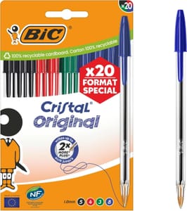 BIC Cristal Original Pens, Medium Point, Assorted Colors, 20-Pack - £4.77 S&S