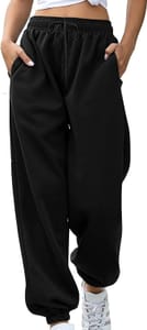 Women's Jogger Sweatpants with Pockets, High-Waisted, Black