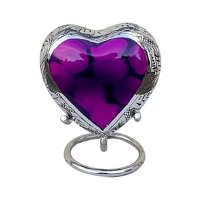 Blessed Mystical Heart Keepsake Memorial Urn for Ashes Purple