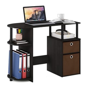 Furinno JAYA Simple Computer Study Desk with Bin Drawers, Espresso
