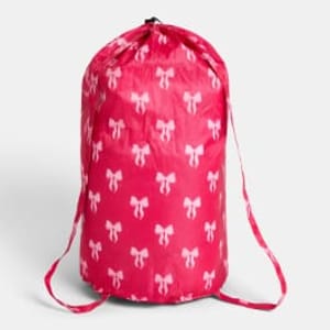 OHS Bow Print Backpack Laundry Bag - Hot Pink