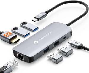 NOVOO USB-C Hub 7-in-1: 4K HDMI, Ethernet, 3x USB 3.0
