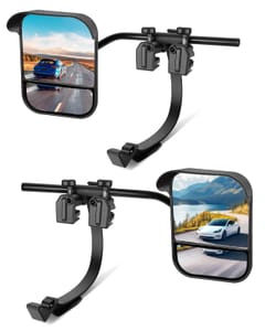 OlaVeg Clip-on Caravan Tow Mirrors, Dual Convex, Wing Extensions