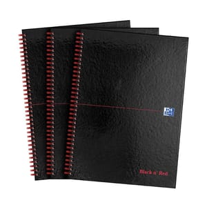 Oxford Black N' Red A4 Notebook Glossy Hardback Wirebound 3-Pack - £23.01 S&S