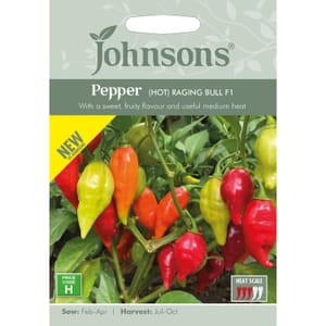 Johnsons Red Pepper Hot Raging Bull F1 Seeds Packet