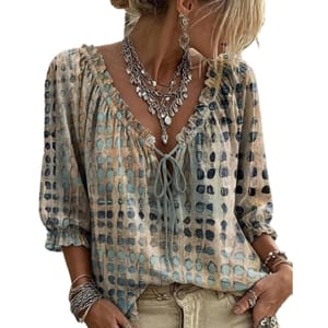 Ladies' 3/4 Sleeve Tops - Vintage Y2K Crochet Blouse UK