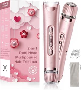 Bikini Trimmer for Women with LED Light, 2-in-1, Travel Bag