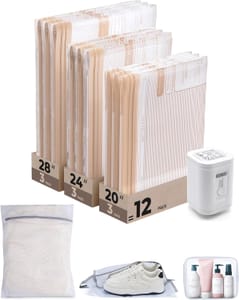 BAGSMART Travel Vacuum Bags 12-Pack with Wireless Pump