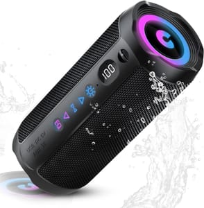 Portable Bluetooth Speaker 25W Dual, LED Display, IPX7, 25h, RGB-Lights