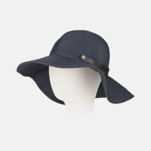 Foldable Hat with Leather Clasp, Navy